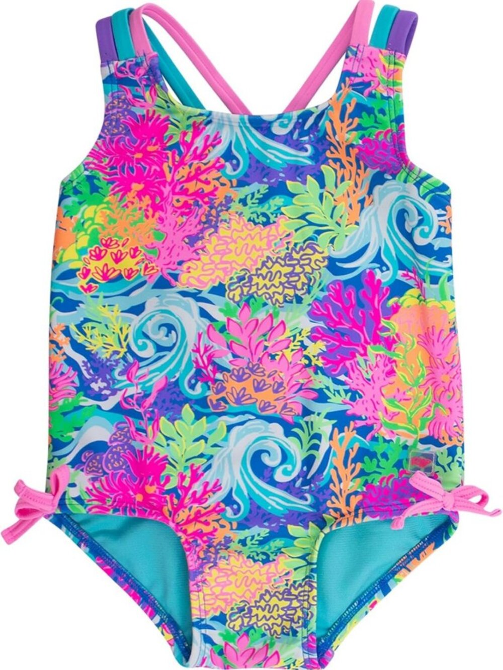 Girls' UPF 50+ Sun Protection Ruffle One Piece Swimsuit with Tie Shoulders